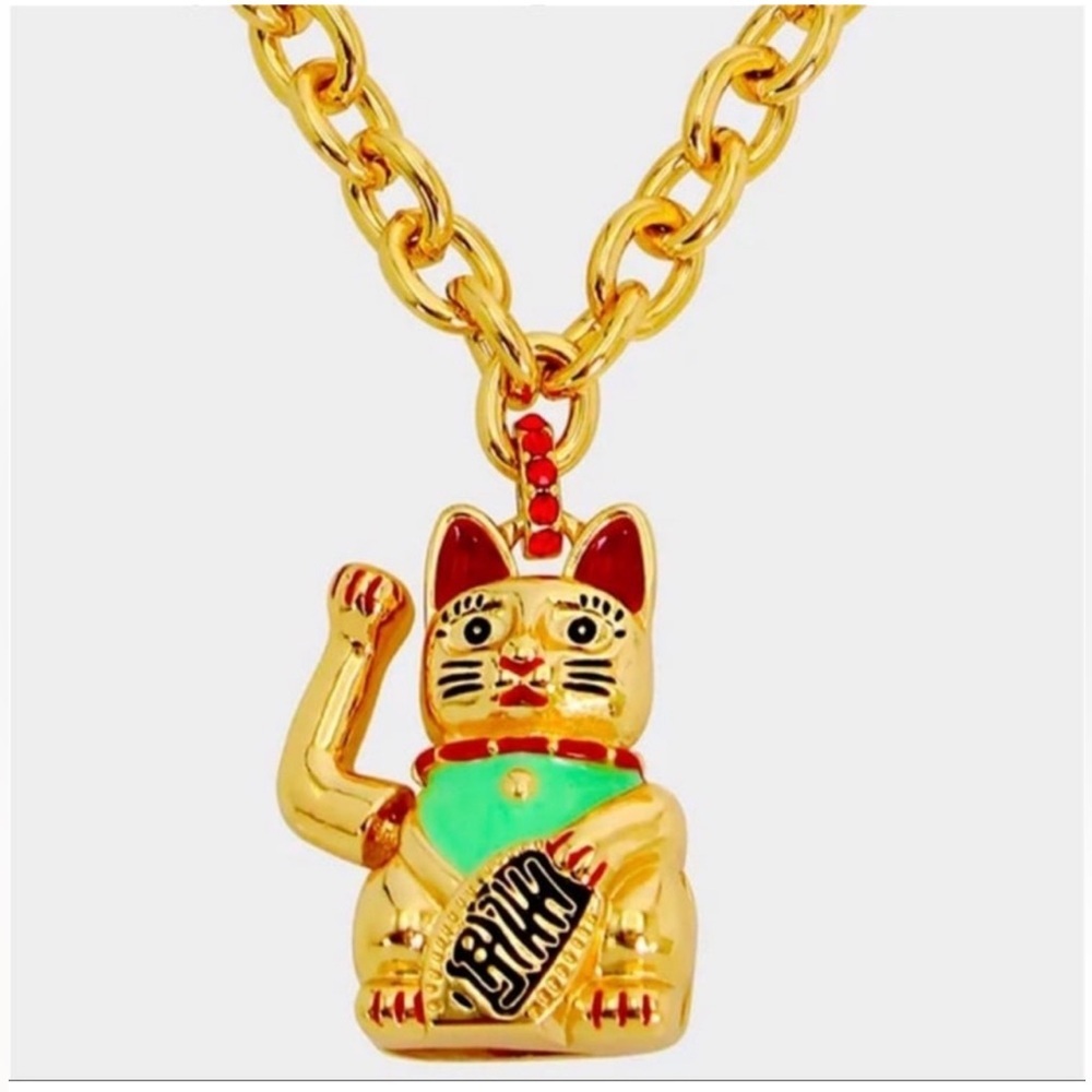 Betsey johnson - LUCKING OUT LUCKY CAT PENDANT NECKLACE RED NWT